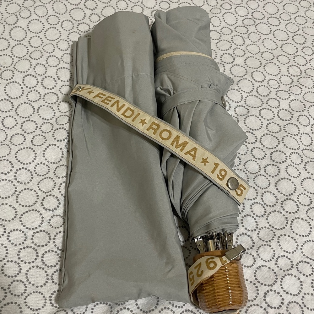 Fendi Light Gray Designer Folding Umbrella - Picture 9 of 10